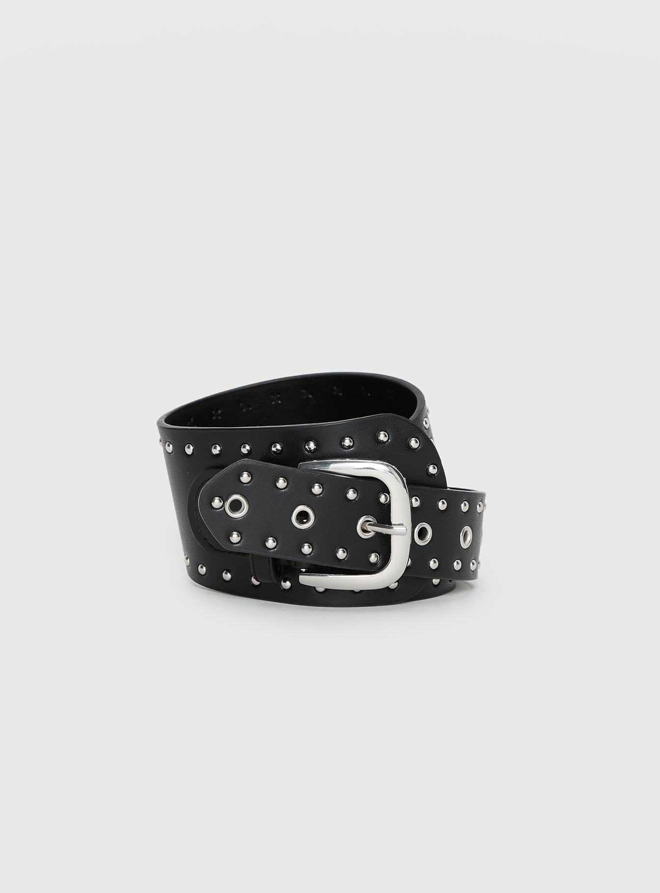 Main Thing Faux Leather Studded Belt Black / Silver - Image 2