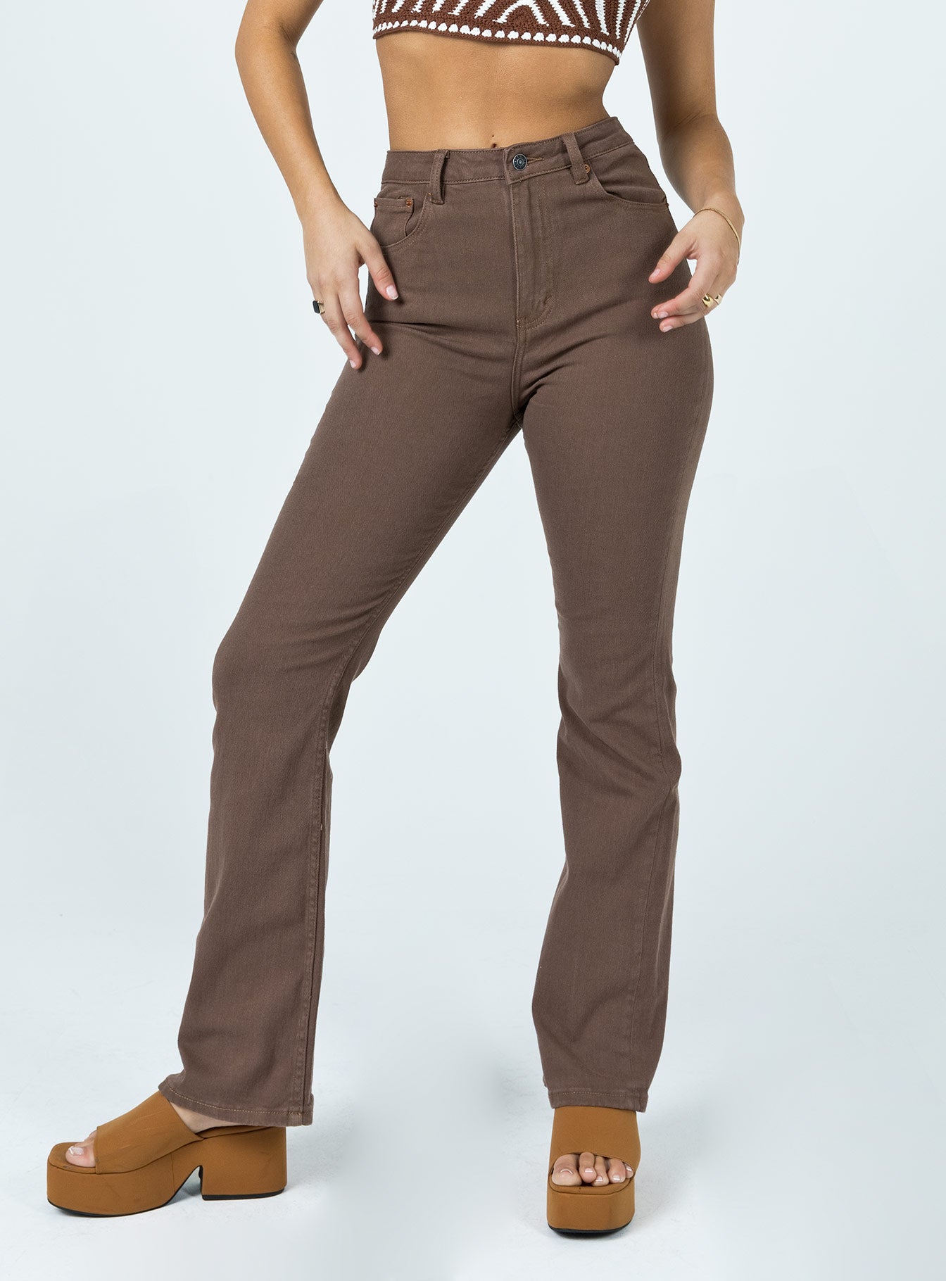 Motel Bootleg Jeans Rich Brown - Image 2