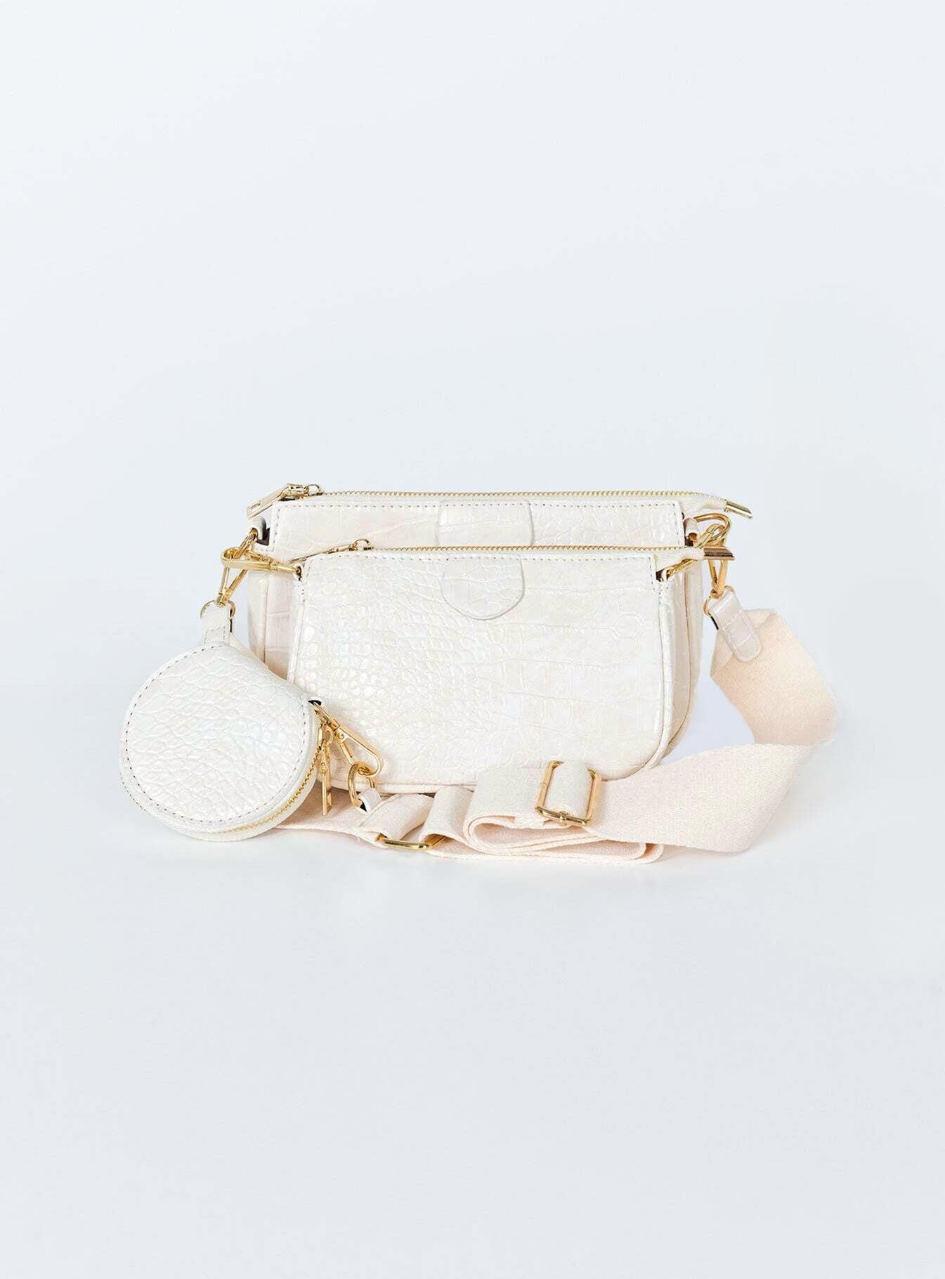 Harvey Croc Multi Pocket Bag White - Image 2