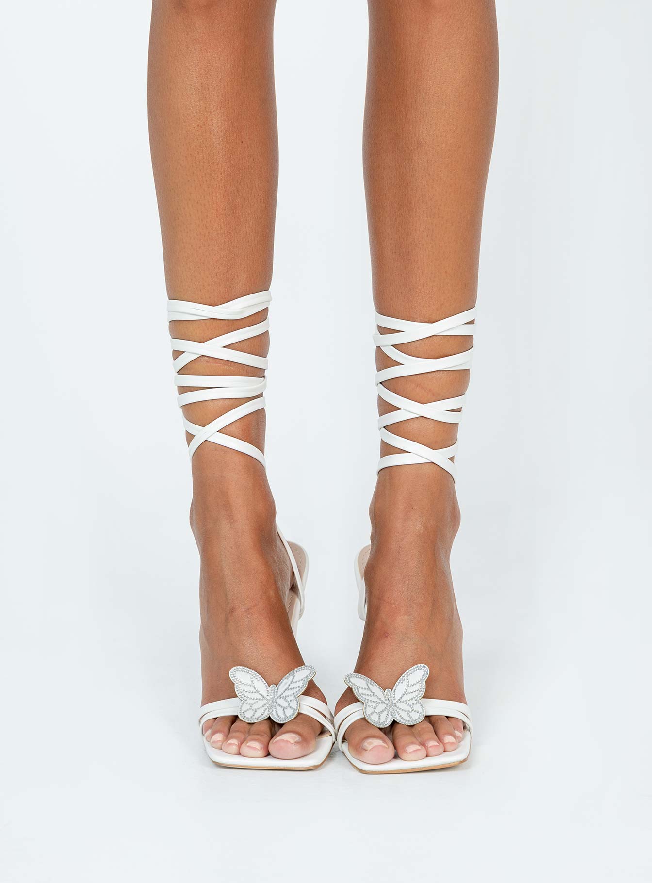 Lamina Strappy Heels White - Image 2