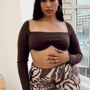 Becca Long Sleeve Top Brown Curve