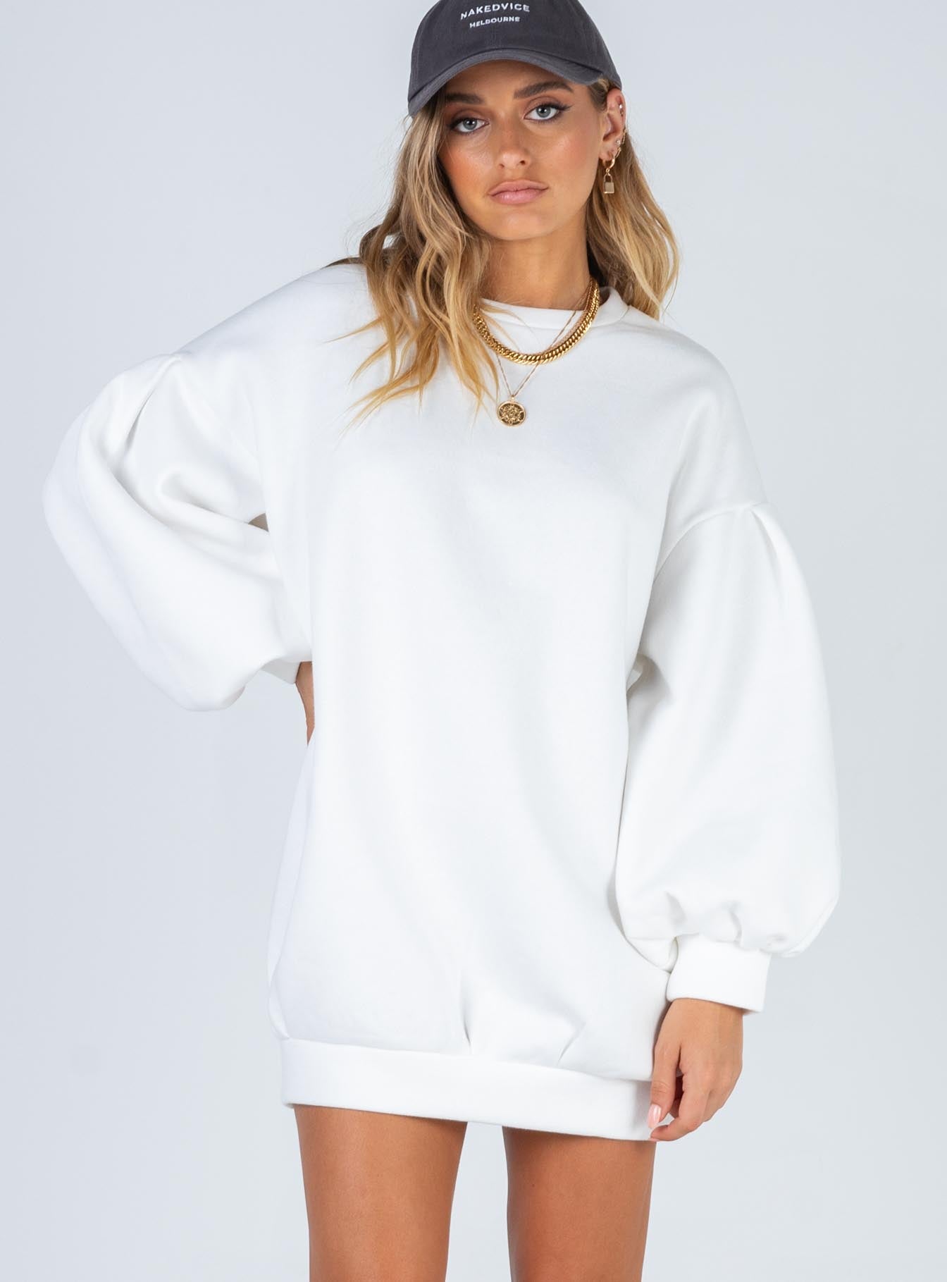 Corrie Sweater Mini Dress White - Image 2
