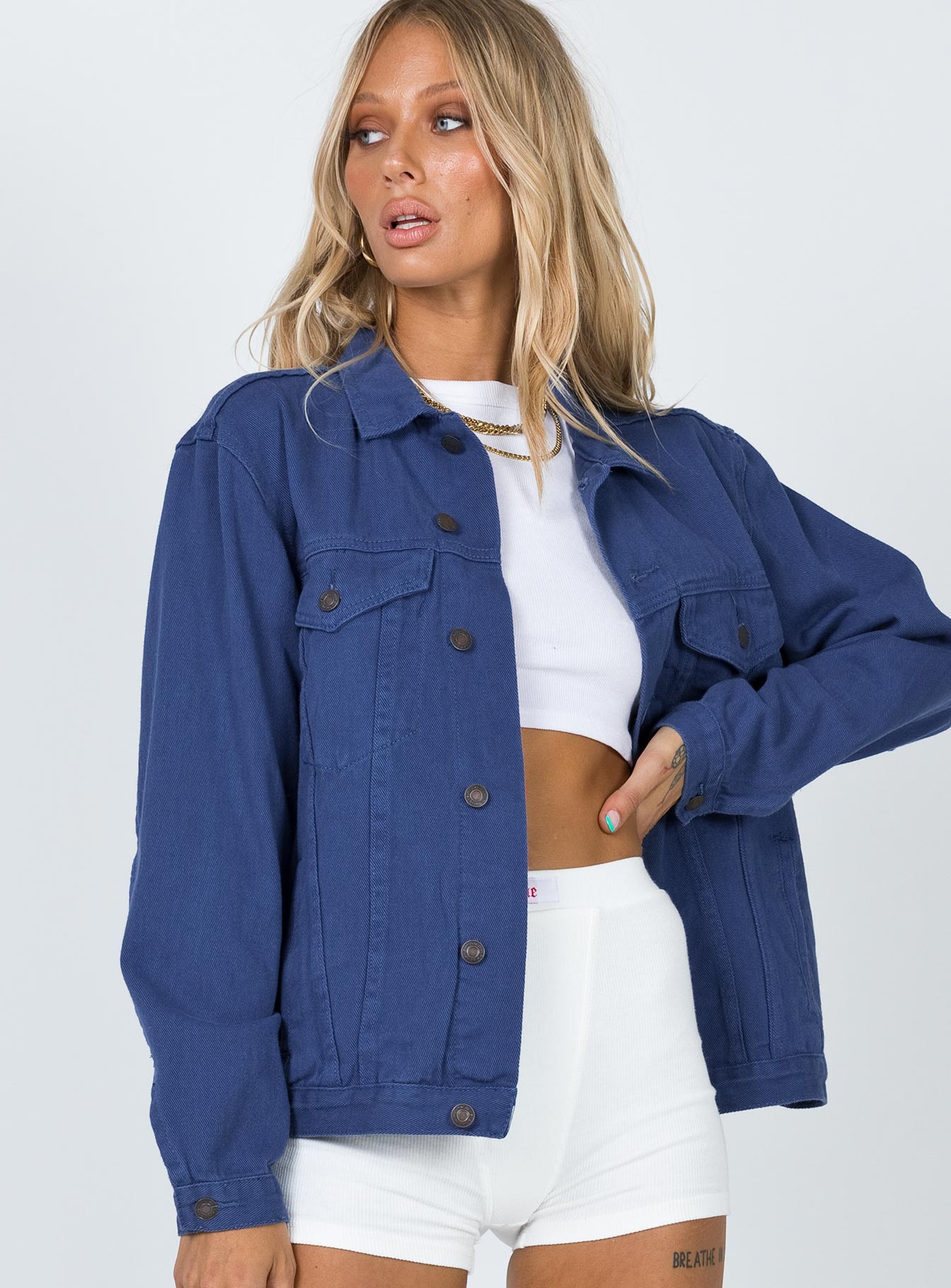 Western Denim Jacket Dark Blue - Image 3