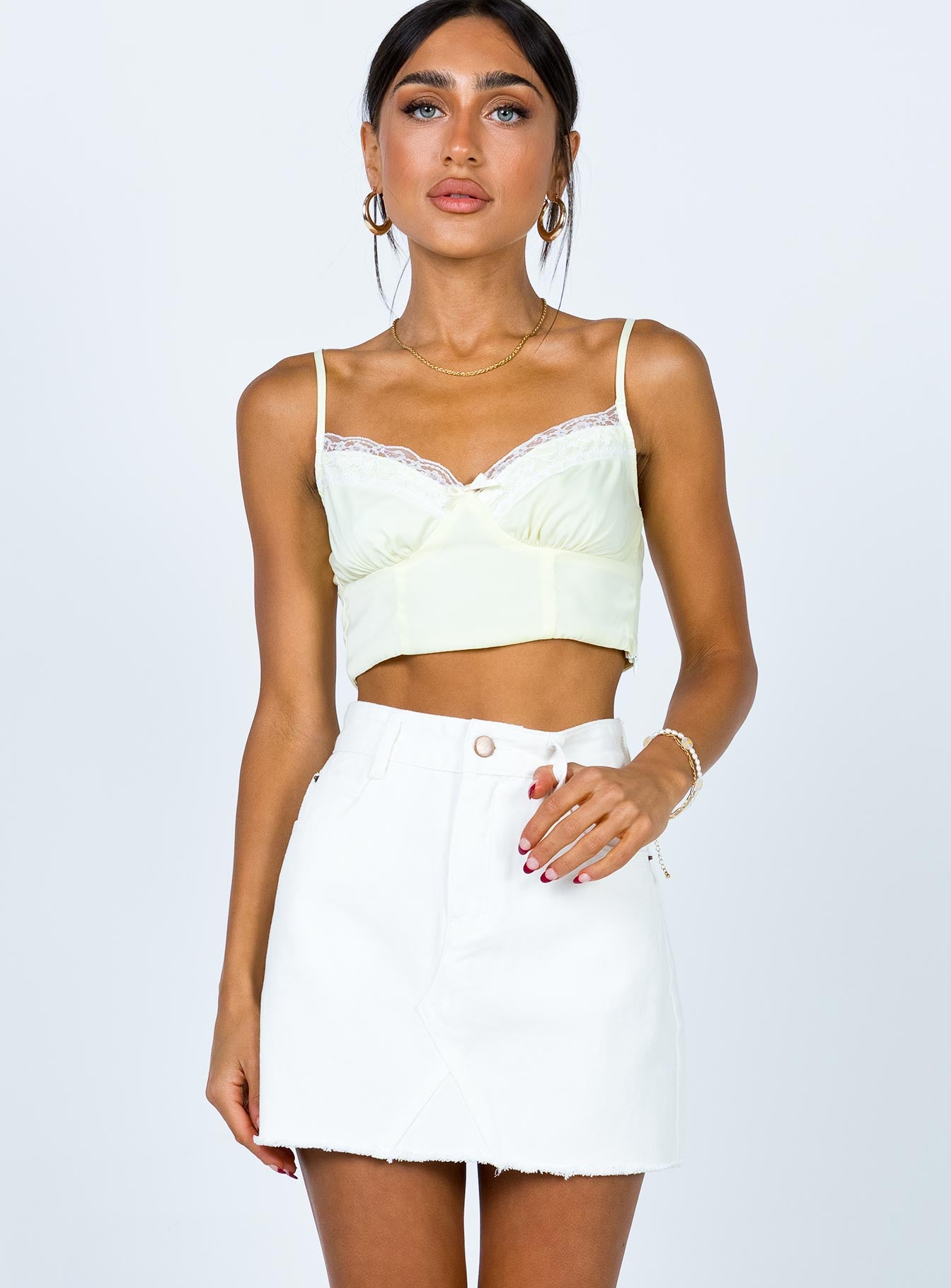 Hallie Denim Mini Skirt White - Image 2