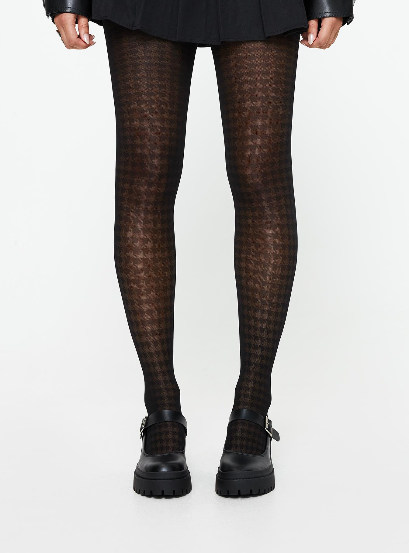 Clarisa Stockings Houndstooth Black - Image 2