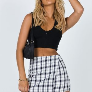 Breanna Check Shorts Black / White