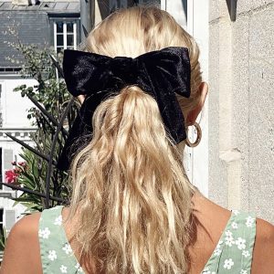 Dover Velvet Bow Hair Clip Black