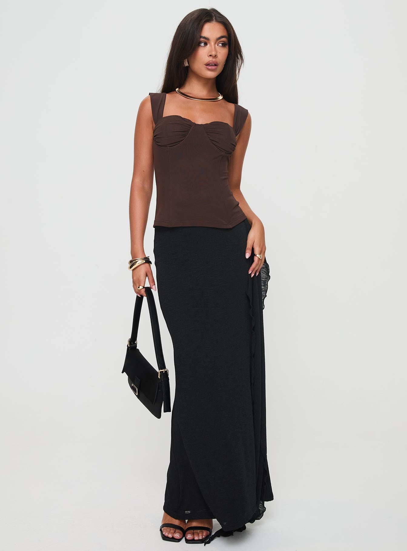 Kyrie Longline Corset Top Brown - Image 3