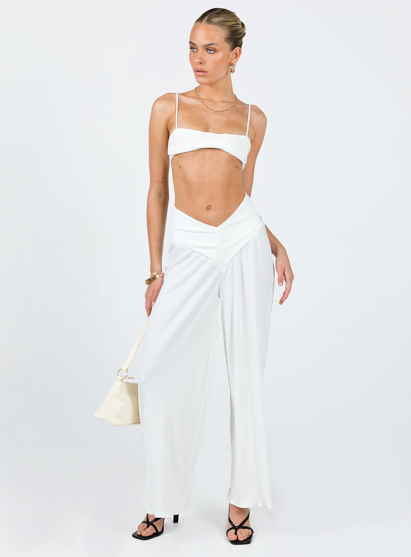 Mathea Plisse Pants Ivory - Image 3