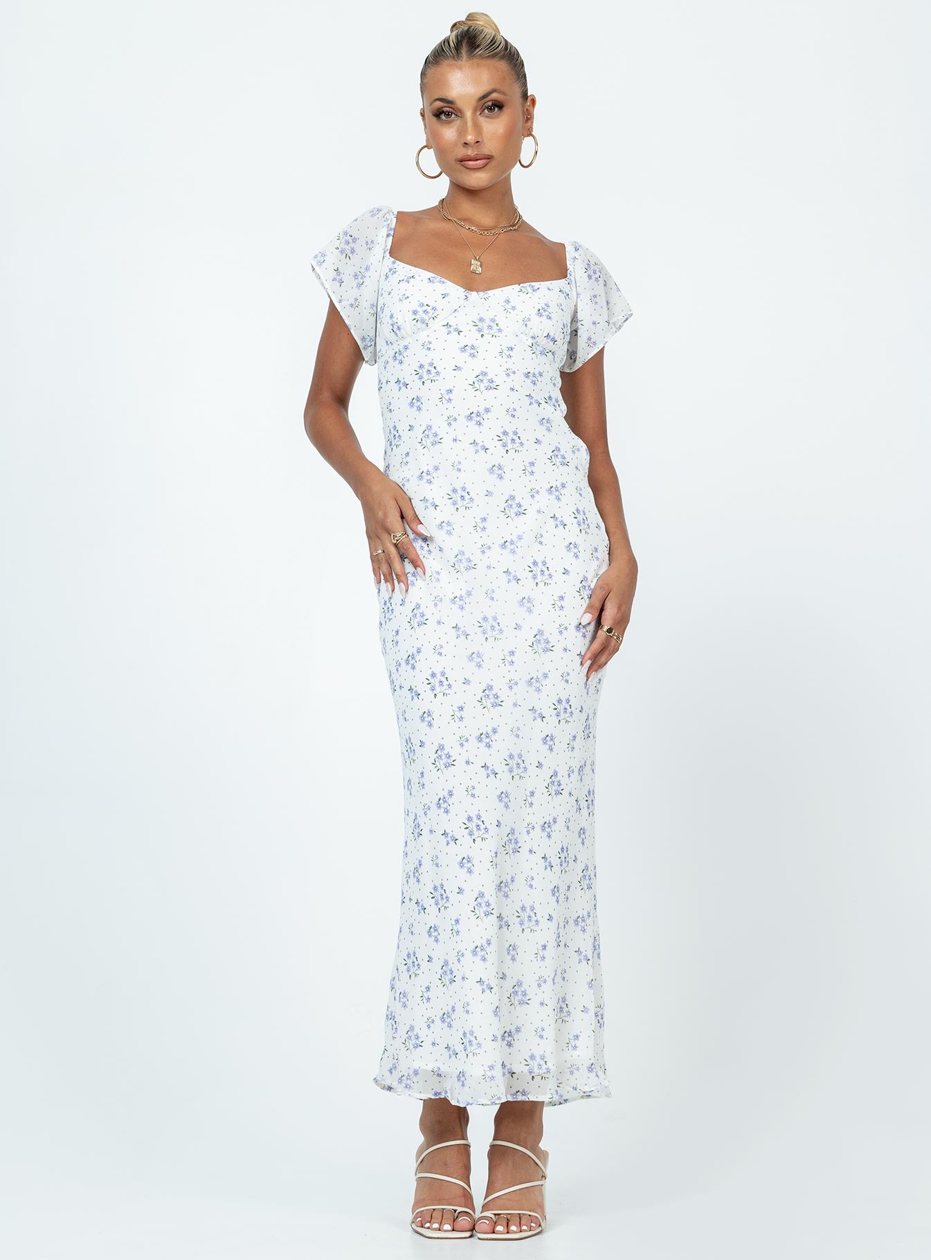 Hera Maxi Dress White Floral - Image 3