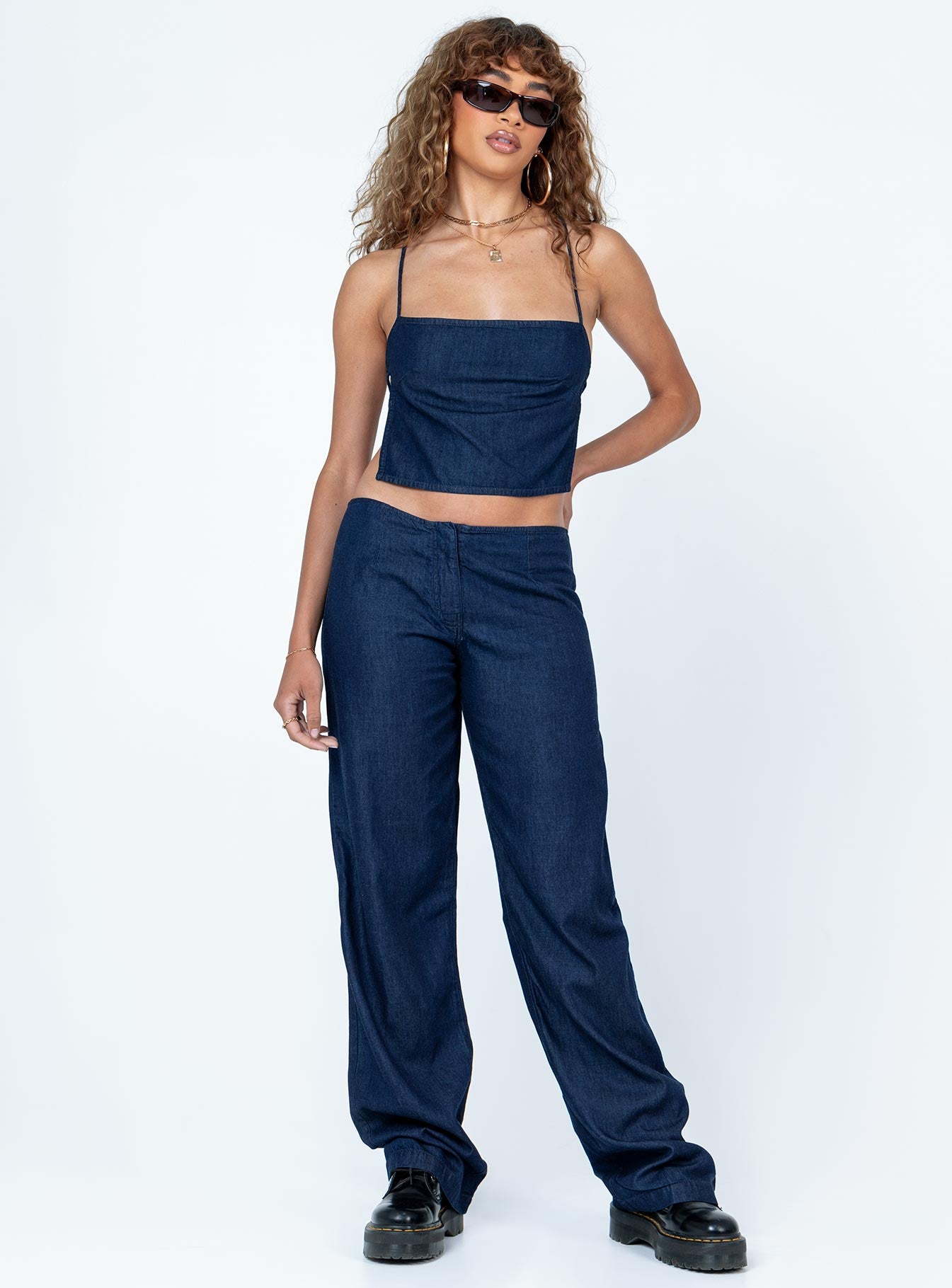 Motel Rosta Top Denim Blue - Image 3