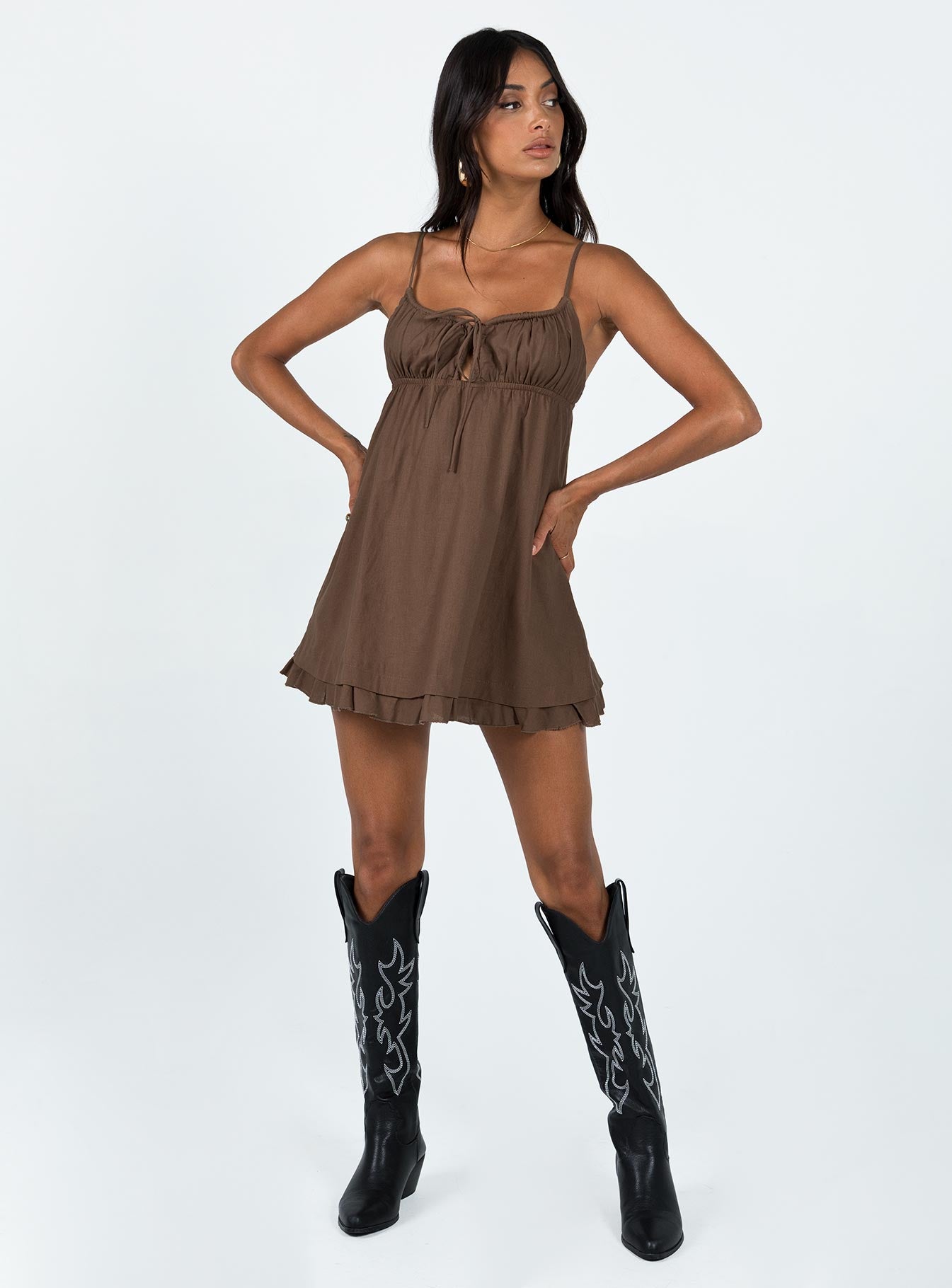 Empress Of Love Mini Dress Brown - Image 3