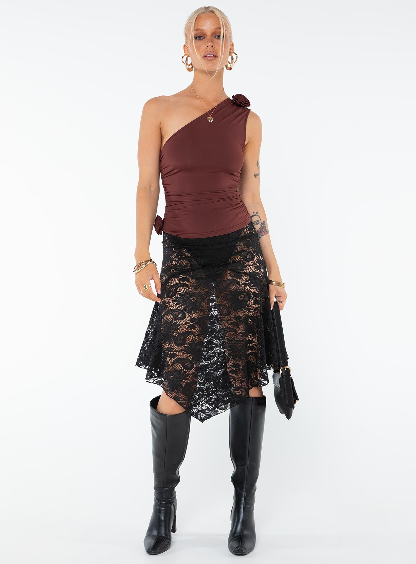 Rendezvous One Shoulder Top Brown - Image 3