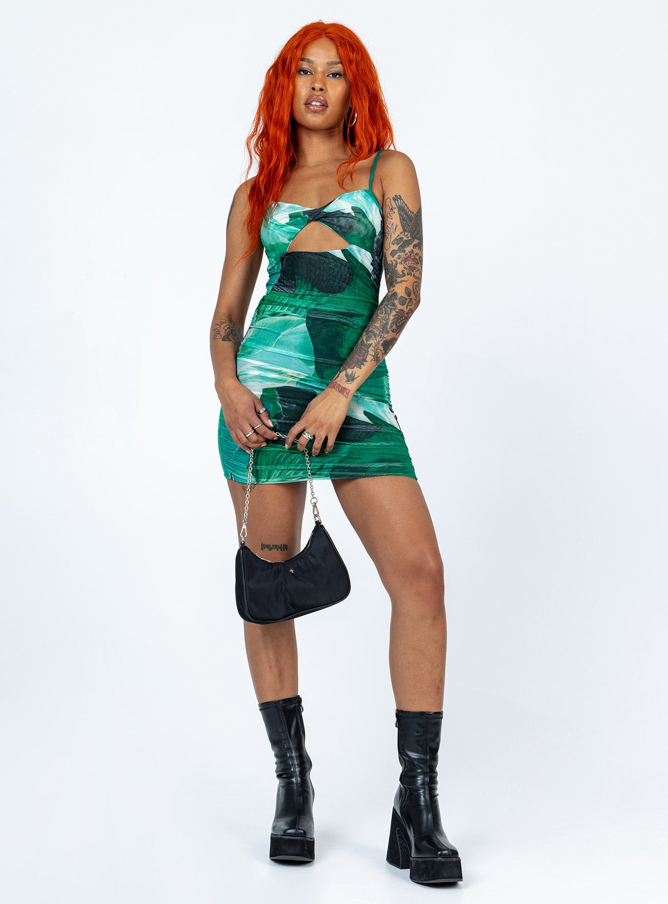 Poison Ivy Mini Dress Green - Image 4