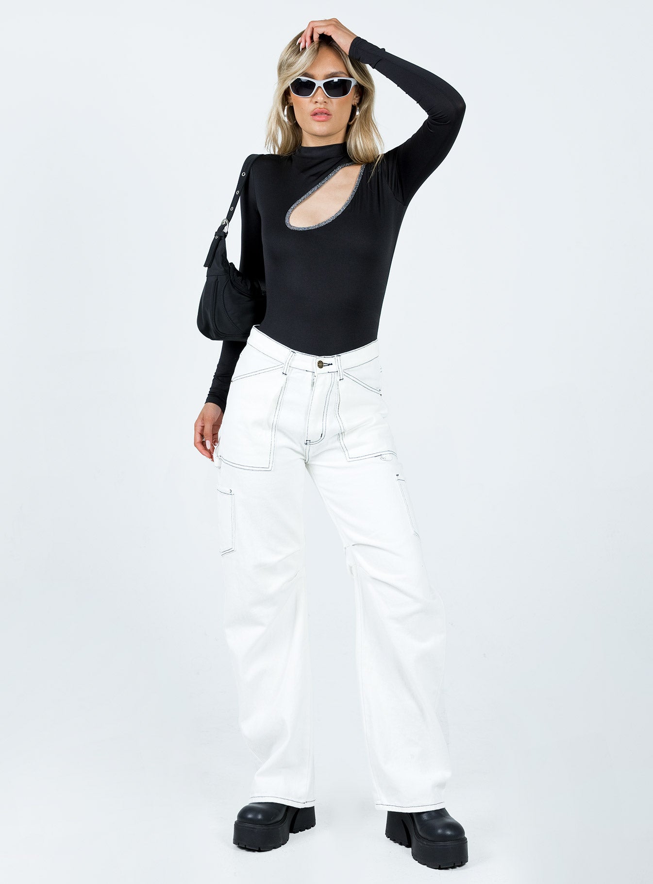 Belli Cut Out Bodysuit Black - Image 3