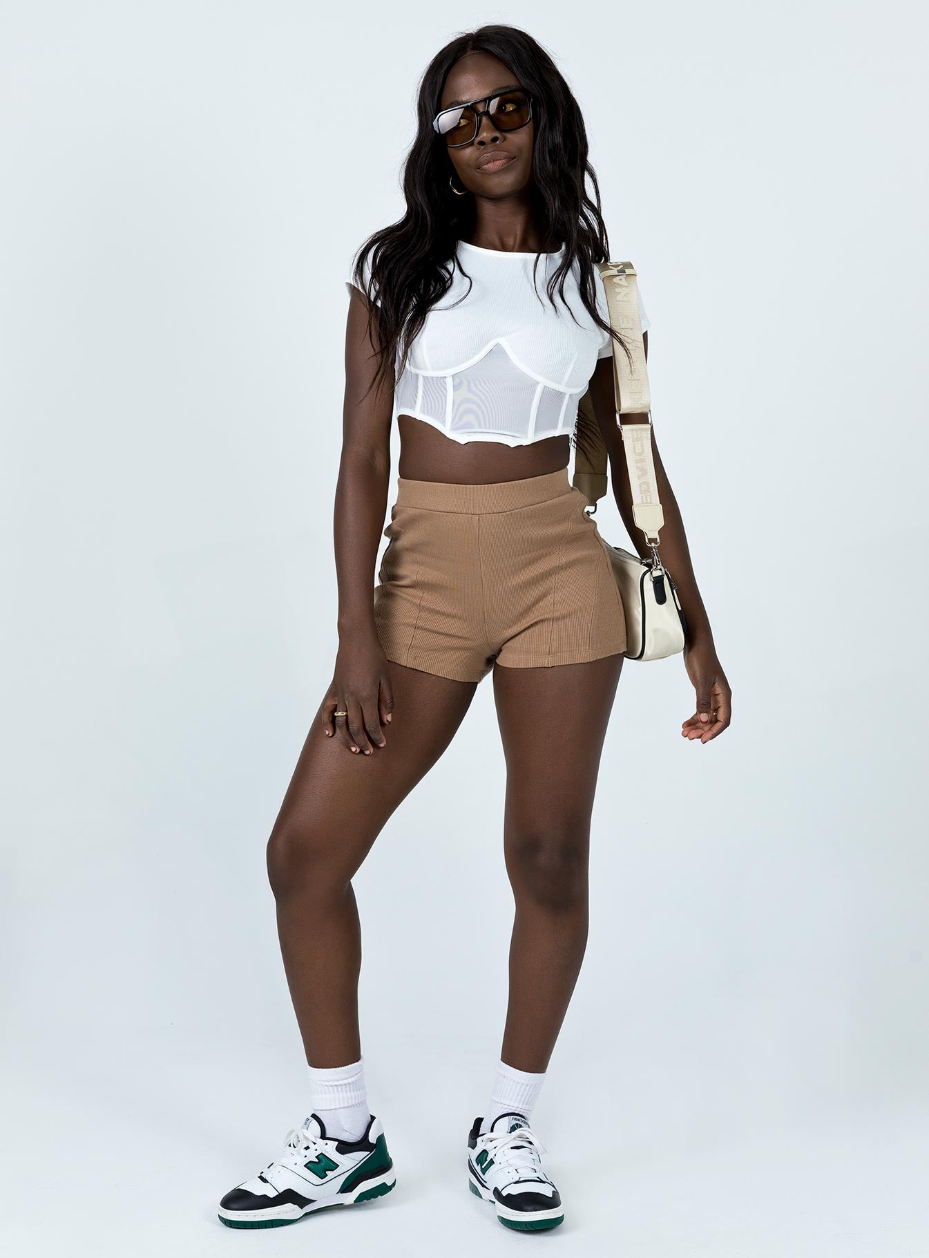 Kim Rib Bike Shorts Beige - Image 2