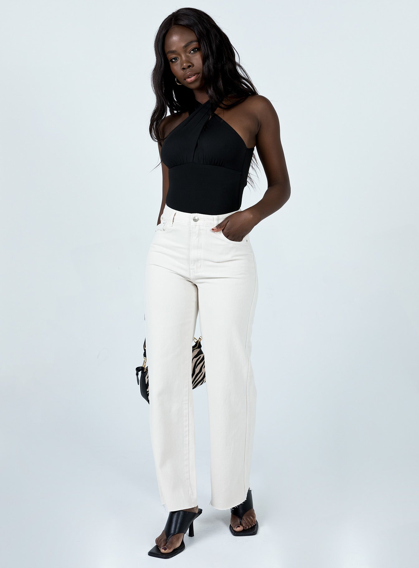 Mamaia Straight Leg Denim Jeans Cream - Image 2