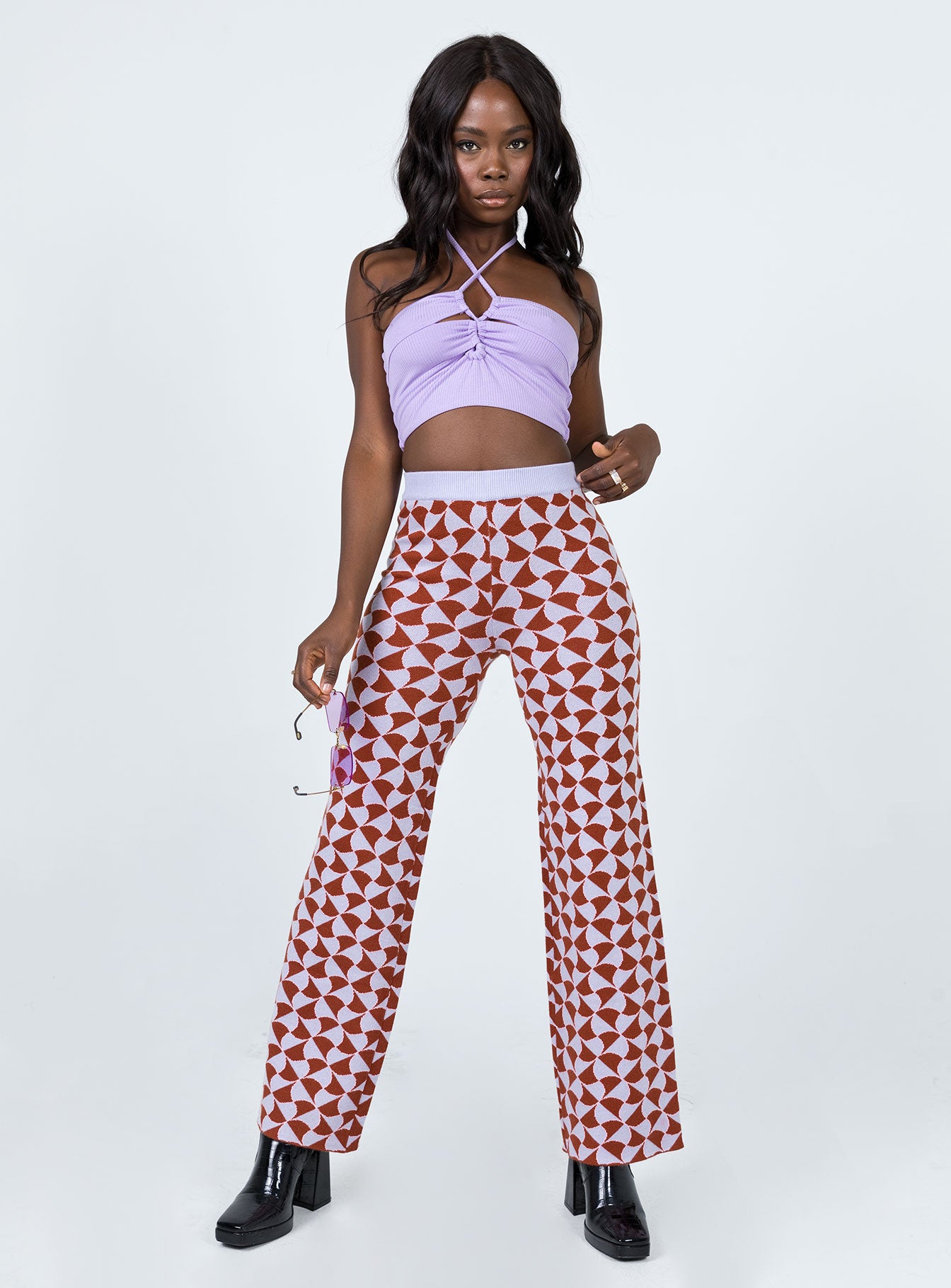 Kirsty Retro Tile Pants Pink - Image 2