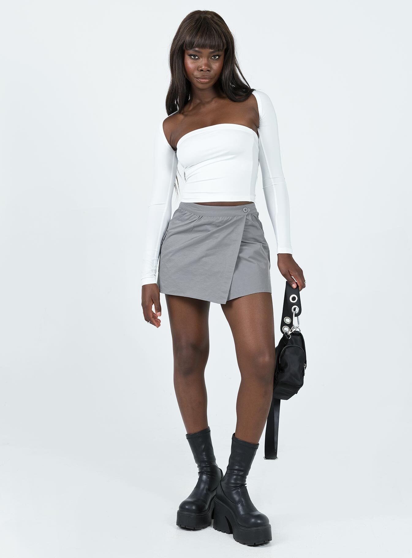 Not Going Home Mini Skirt Grey - Image 3
