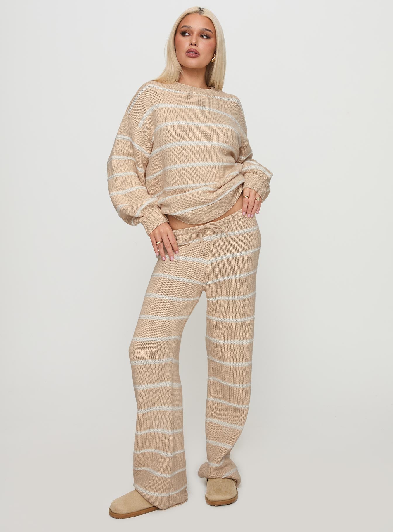 Read Your Mind Knit Sweater Cream Stripe - Image 3