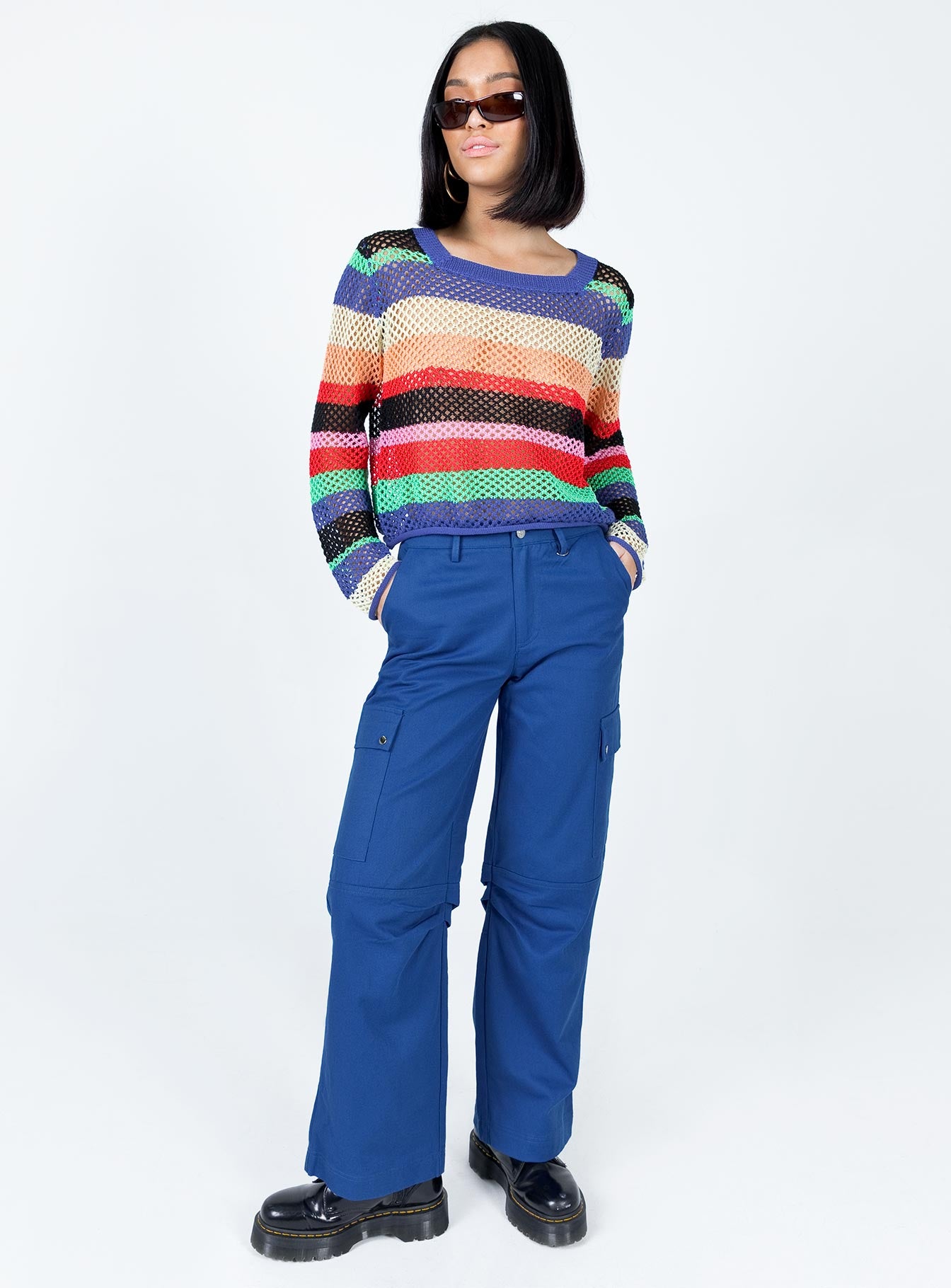 Fallout Mid Rise Cargo Pants Blue - Image 2