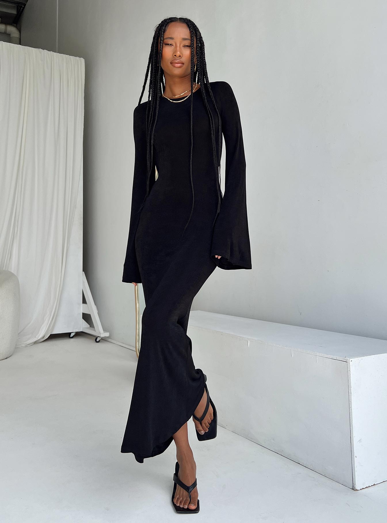 Amersham Long Sleeve Maxi Dress Black - Image 6