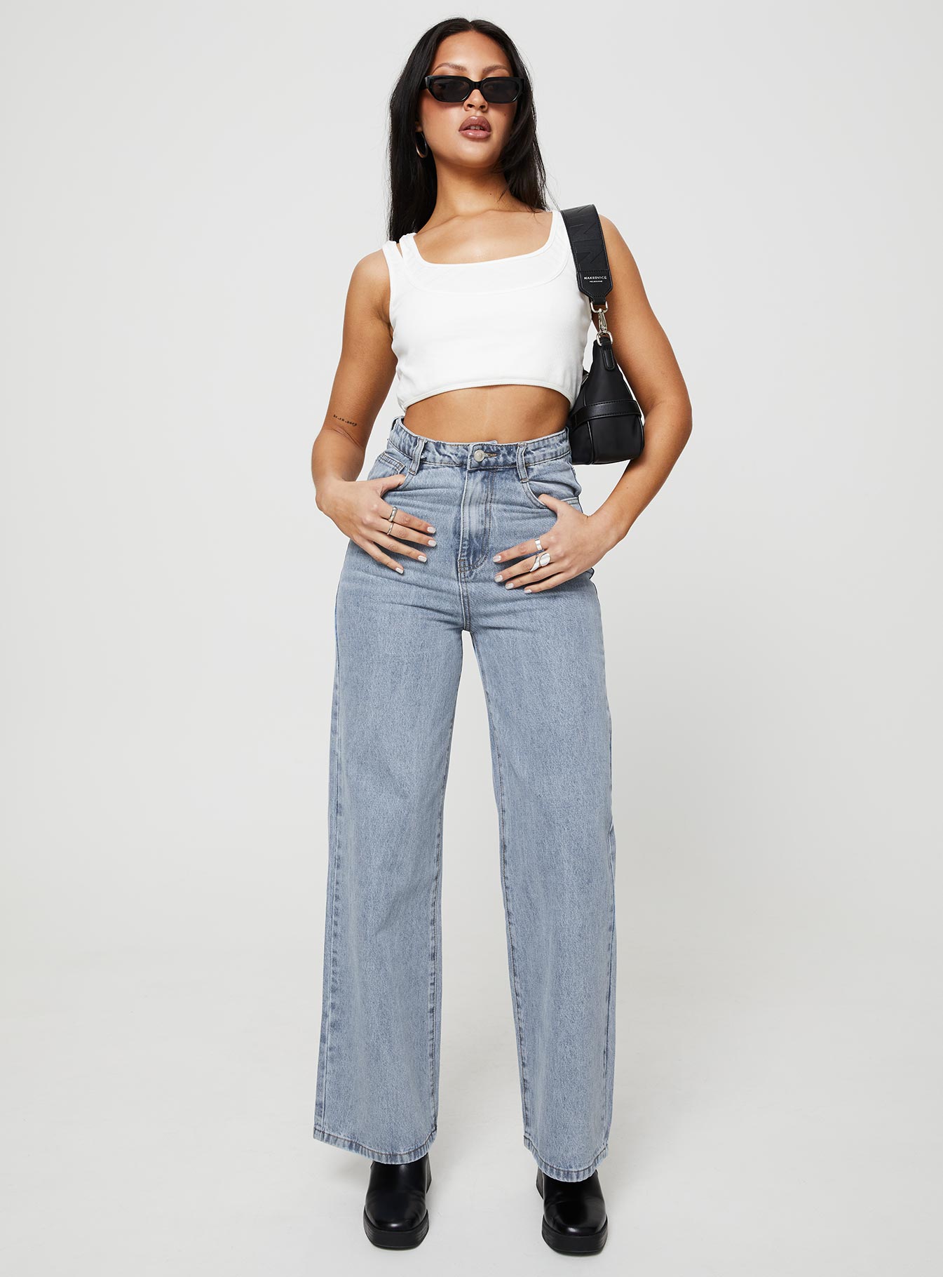 Nicolo High Rise Straight Leg Jeans Light Blue Wash - Image 3