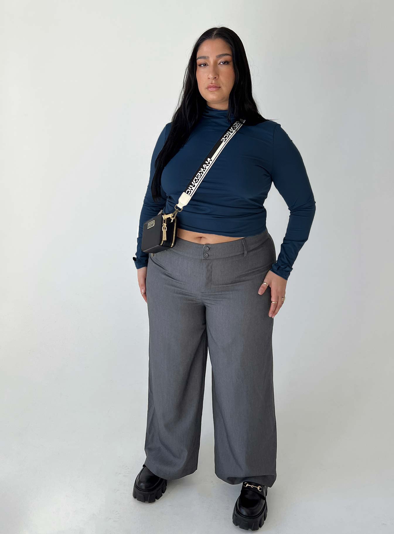 Elysium Long Sleeve Turtleneck Top Navy Curve - Image 2