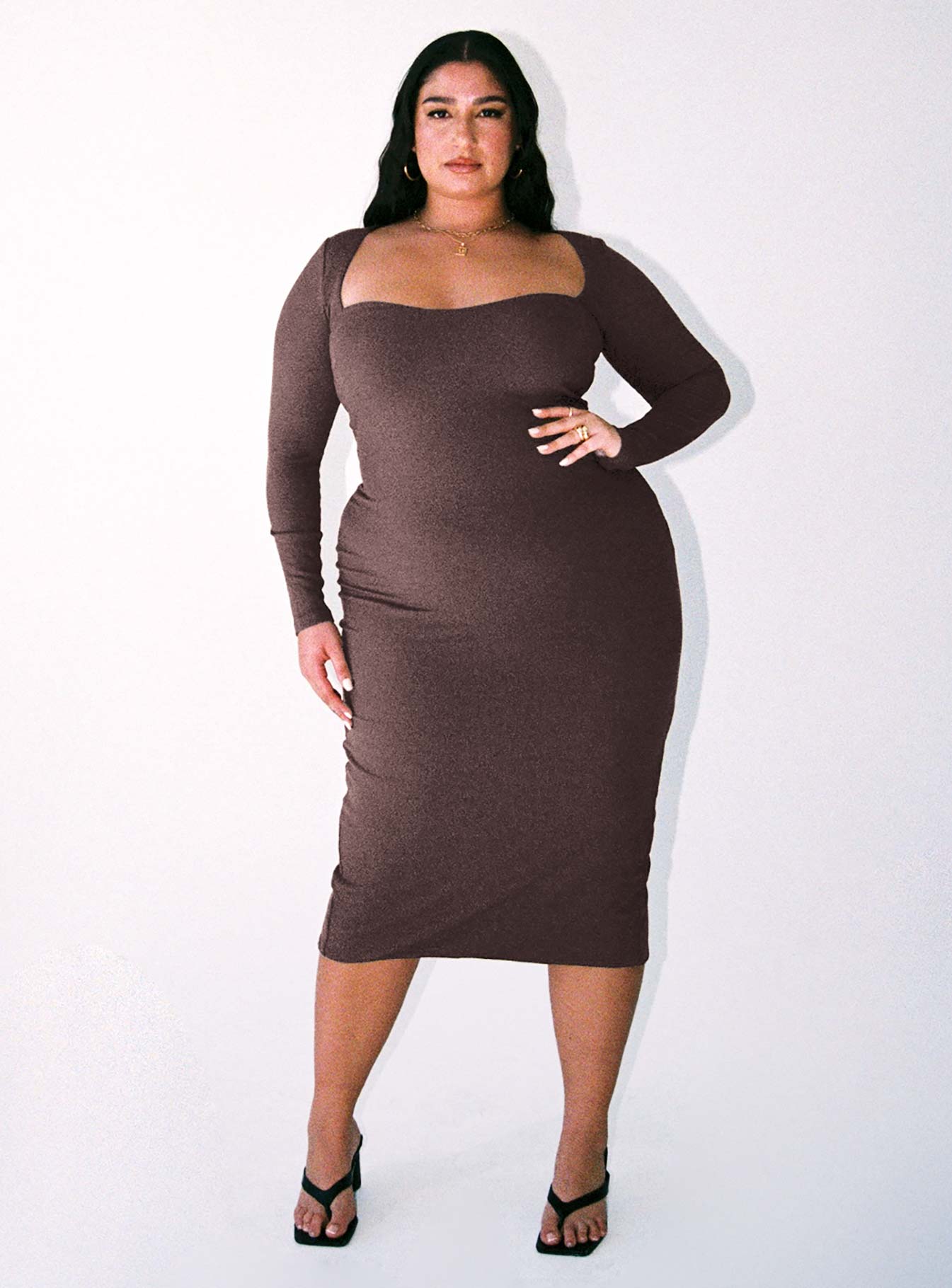 Nolan Midi Dress Brown Curve - Image 2