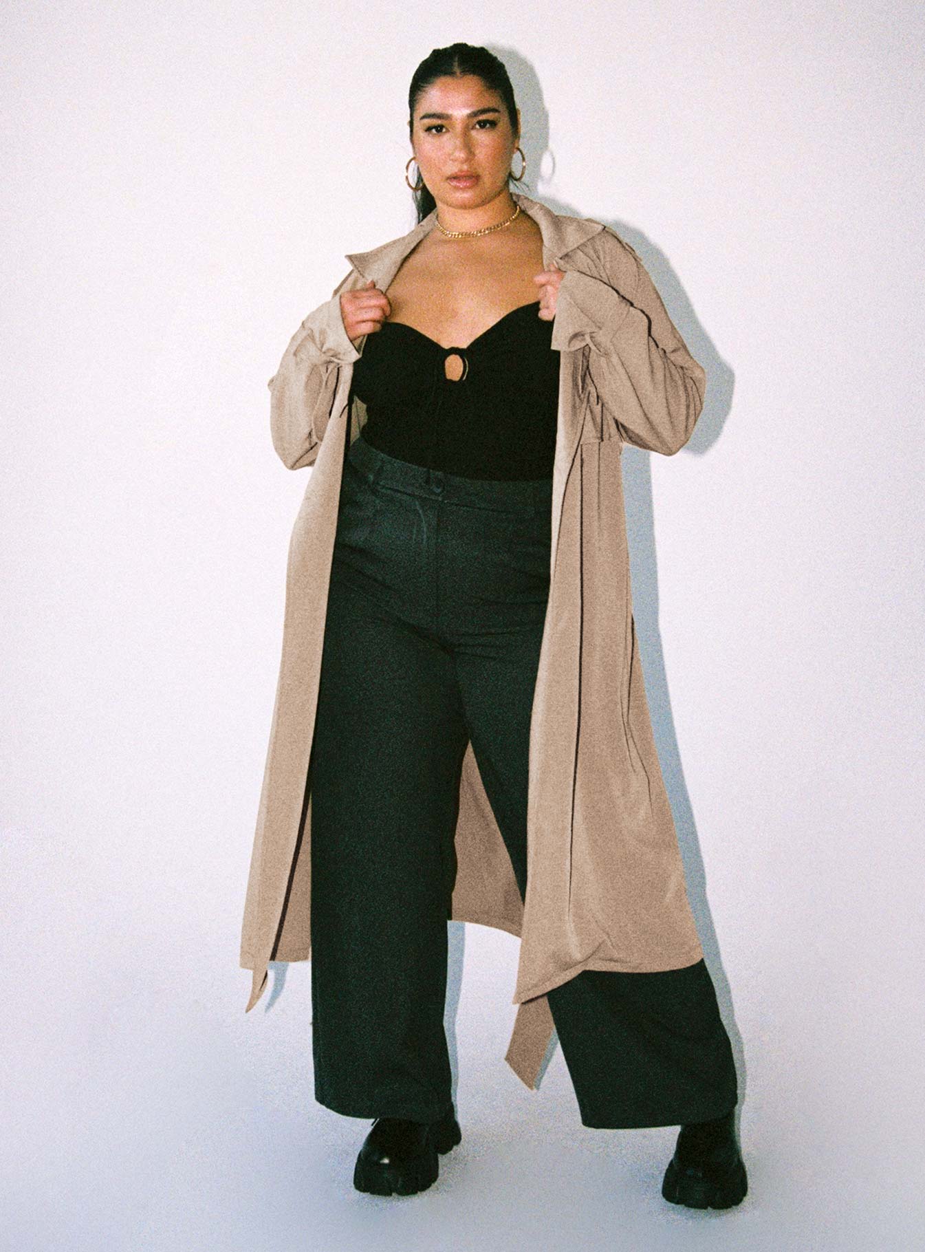 Cassie Trench Coat Beige Curve - Image 3