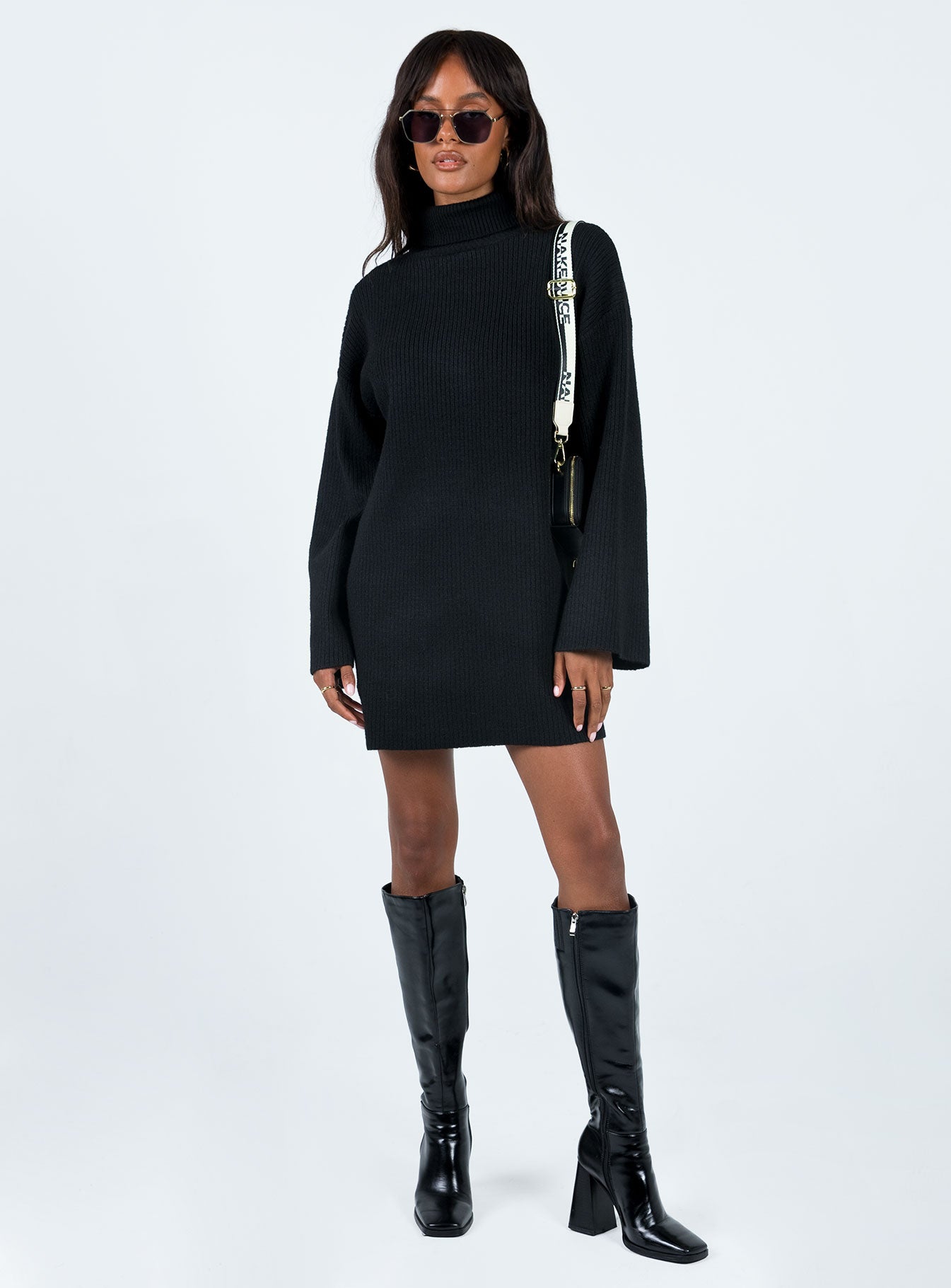 Sonelle Long Sleeve Knit Mini Dress Black - Image 5