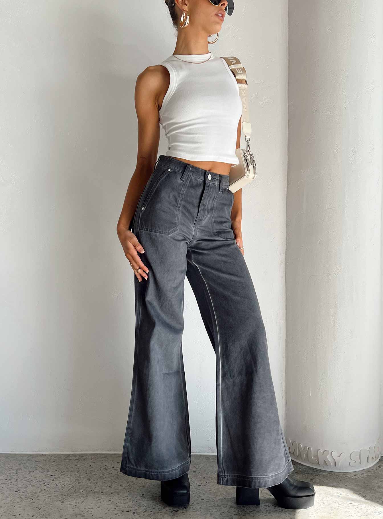 Dream Big Wide Leg Flare Jeans Denim - Image 2