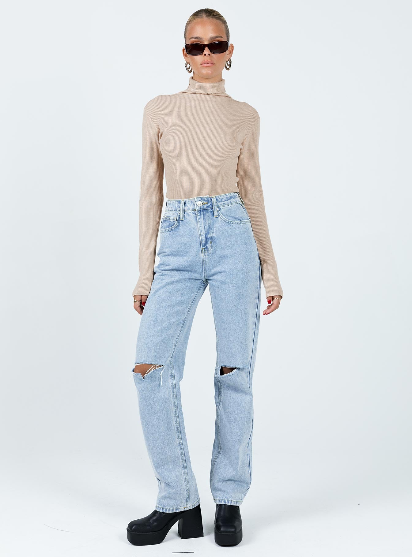 Nouri Long Sleeve Top Beige - Image 3