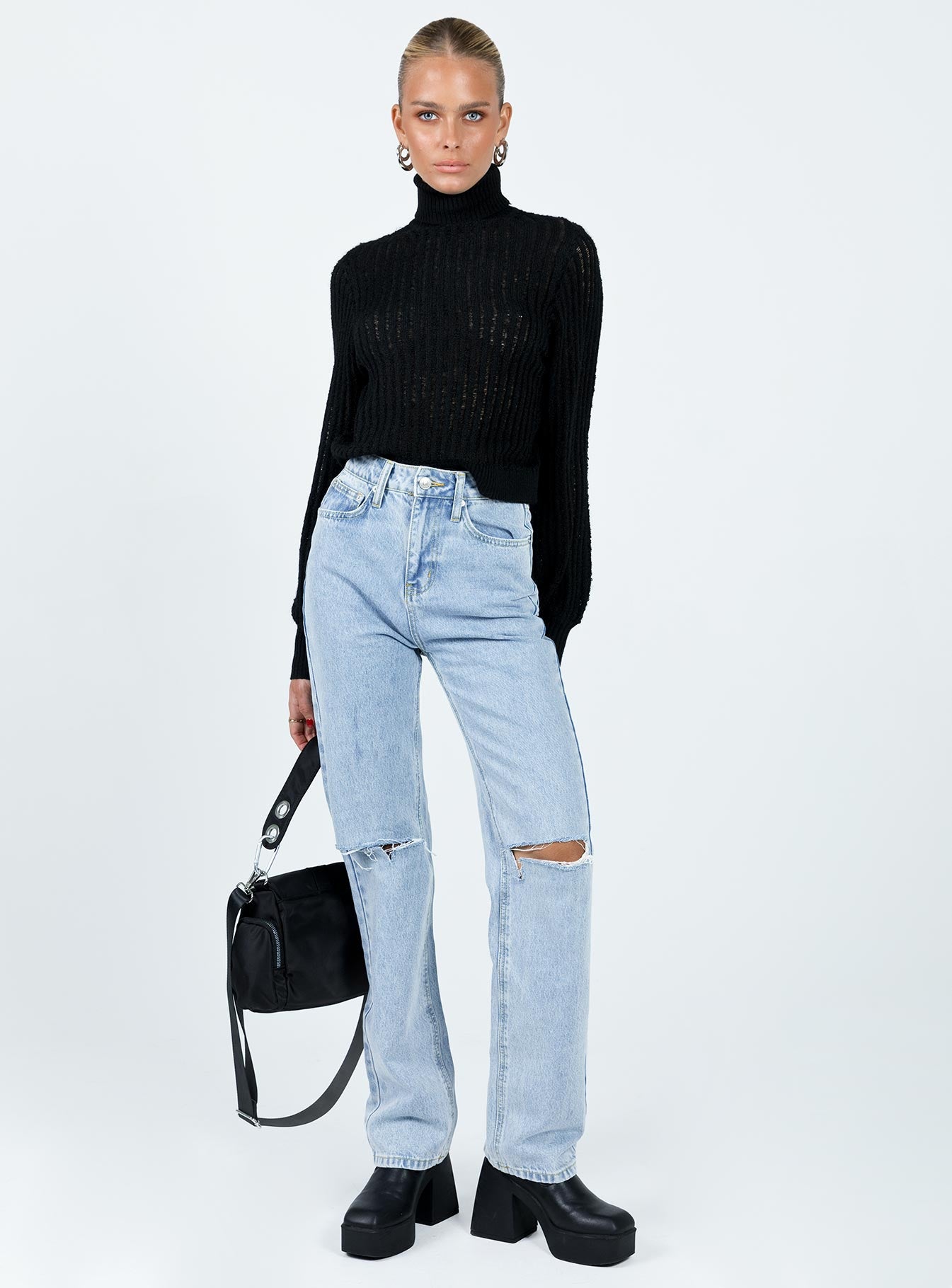 Mckilah Turtleneck Knit Jumper Black - Image 3