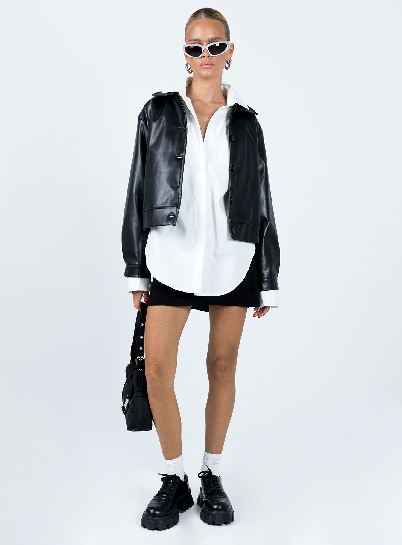 Yuka Faux Leather Jacket Black - Image 2