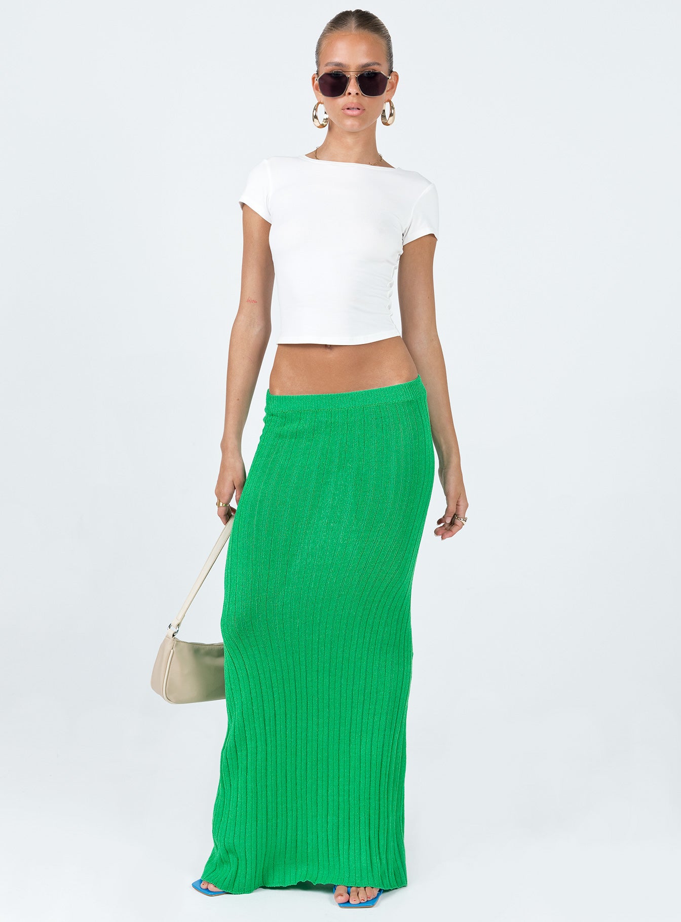 Belle Knit Maxi Skirt Apple Green - Image 3