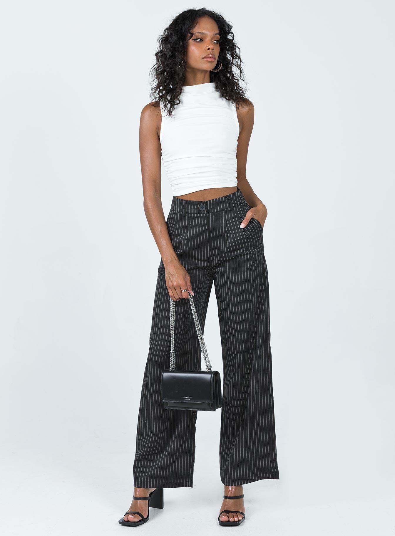Archer Pants Pinstripe Black - Image 3