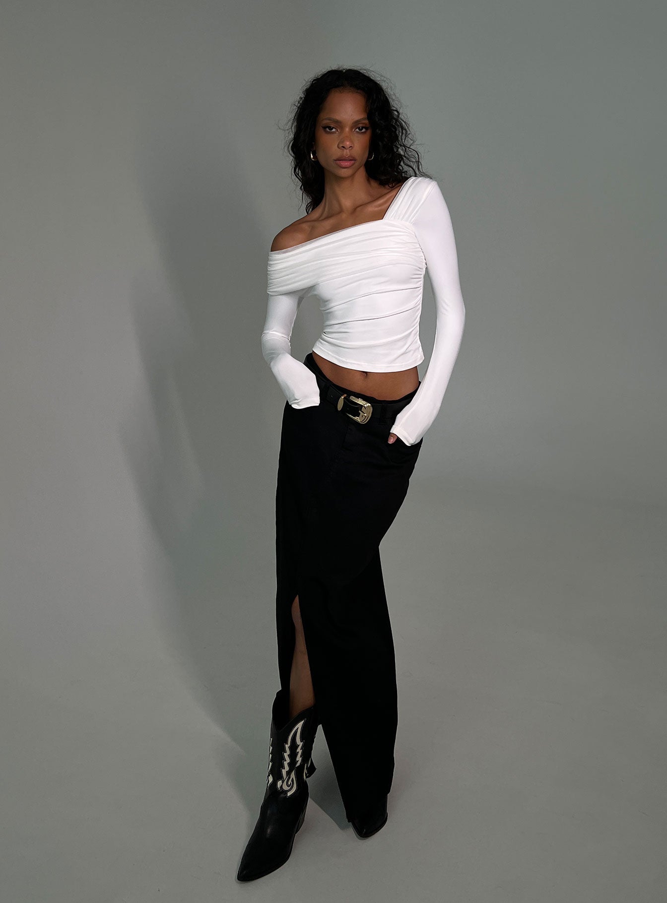 Lynsey Long Sleeve Top White - Image 2