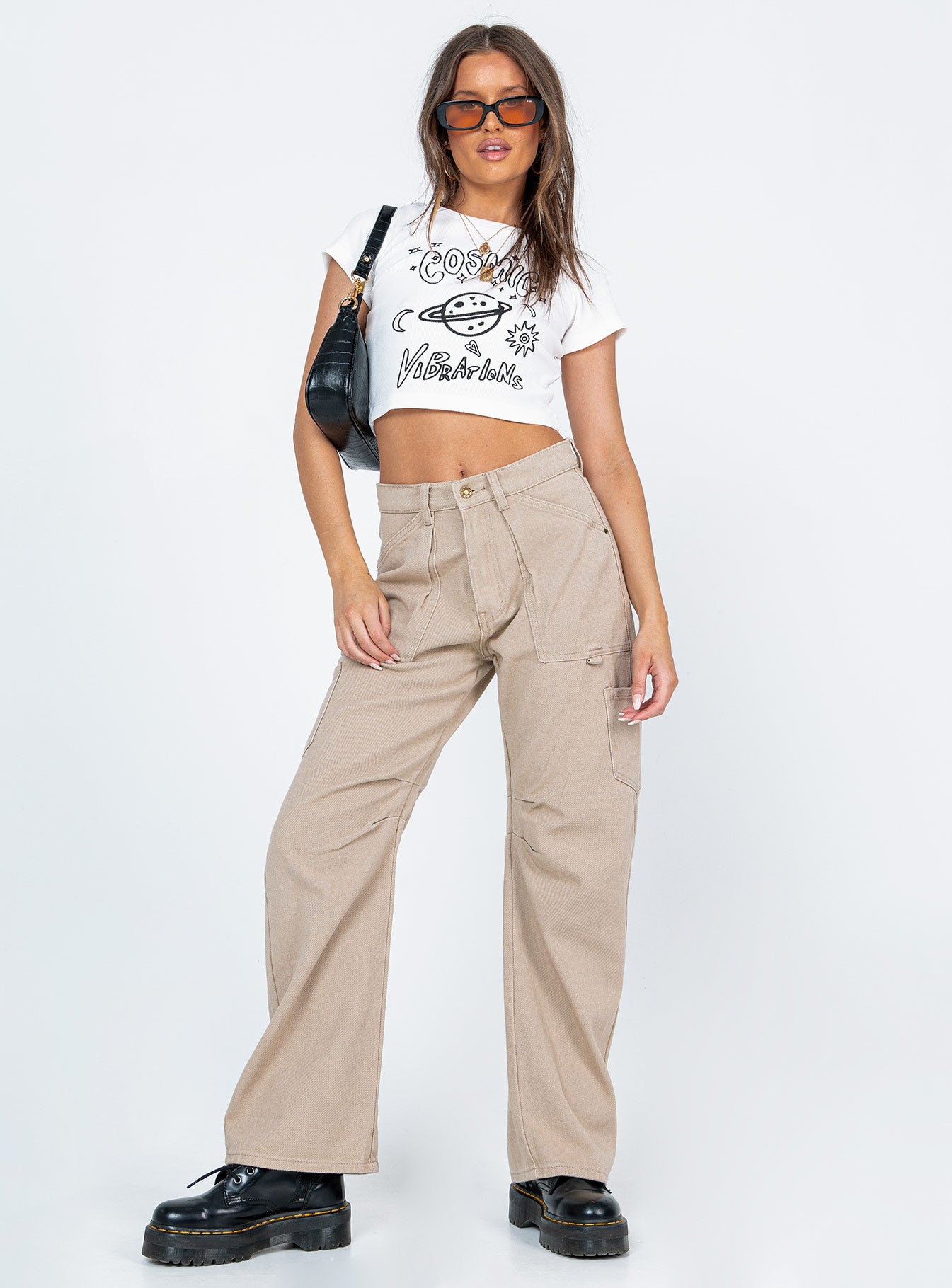 Cosmic Vibrations Cropped Tee White - Image 4