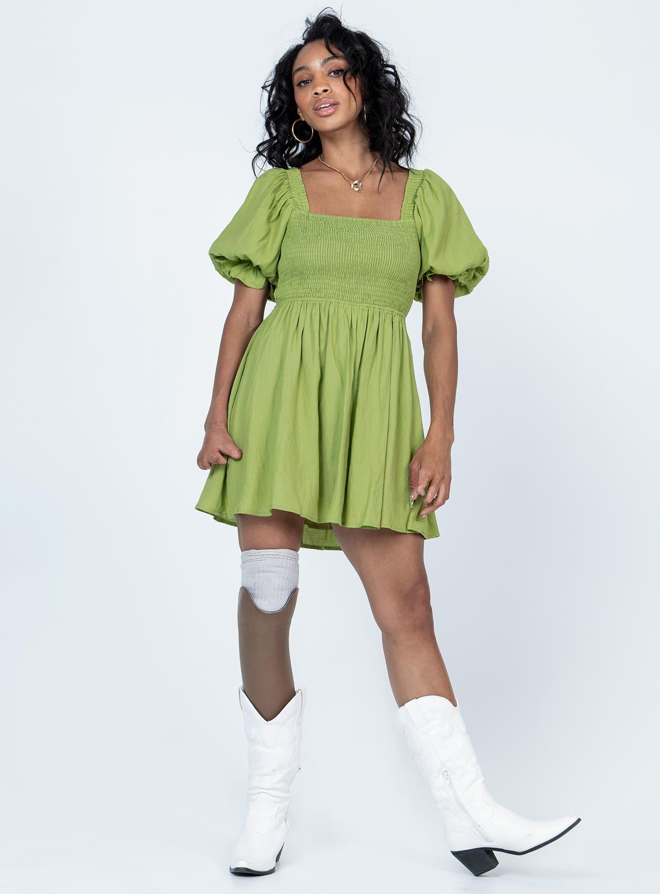 Dani Mini Dress Green - Image 3