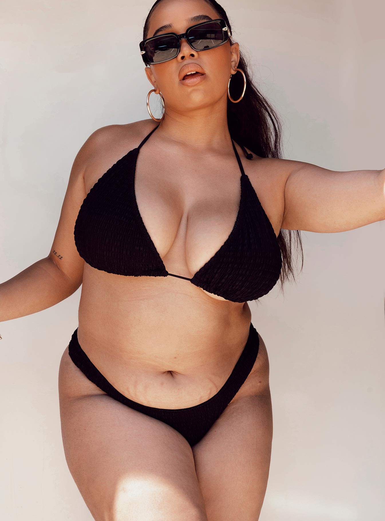 Blanca High Cut Shirred Bikini Bottoms Black Curve - Image 3