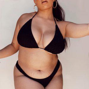 Blanca Triangle Shirred Bikini Top Black Curve