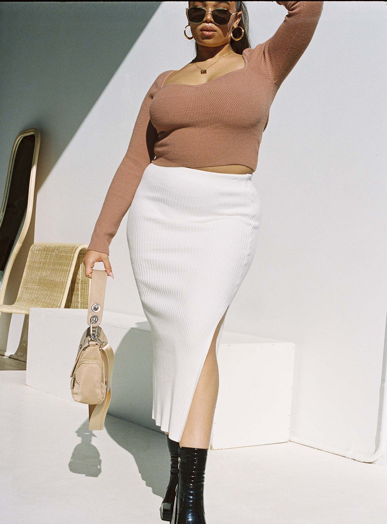 Tanna Midi Skirt Cream Curve - Image 2