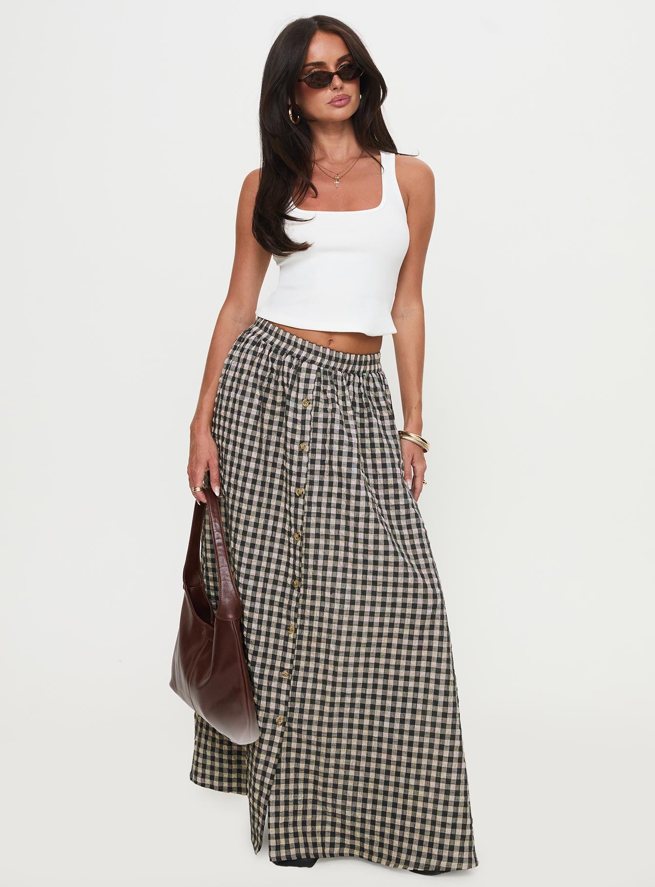 Cartmel Check Maxi Skirt Black / Cream - Image 3