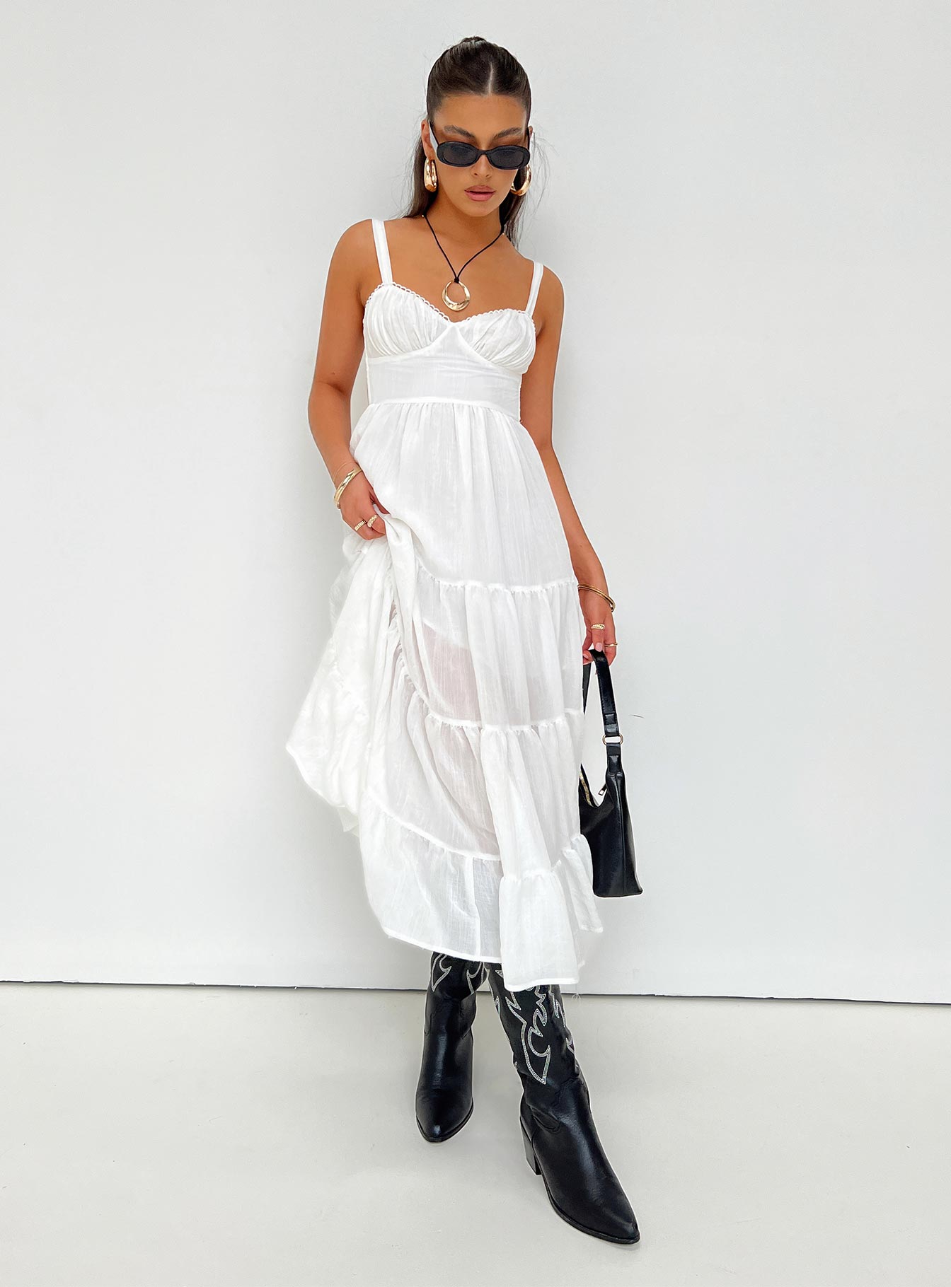 Joella Midi Dress White - Image 3