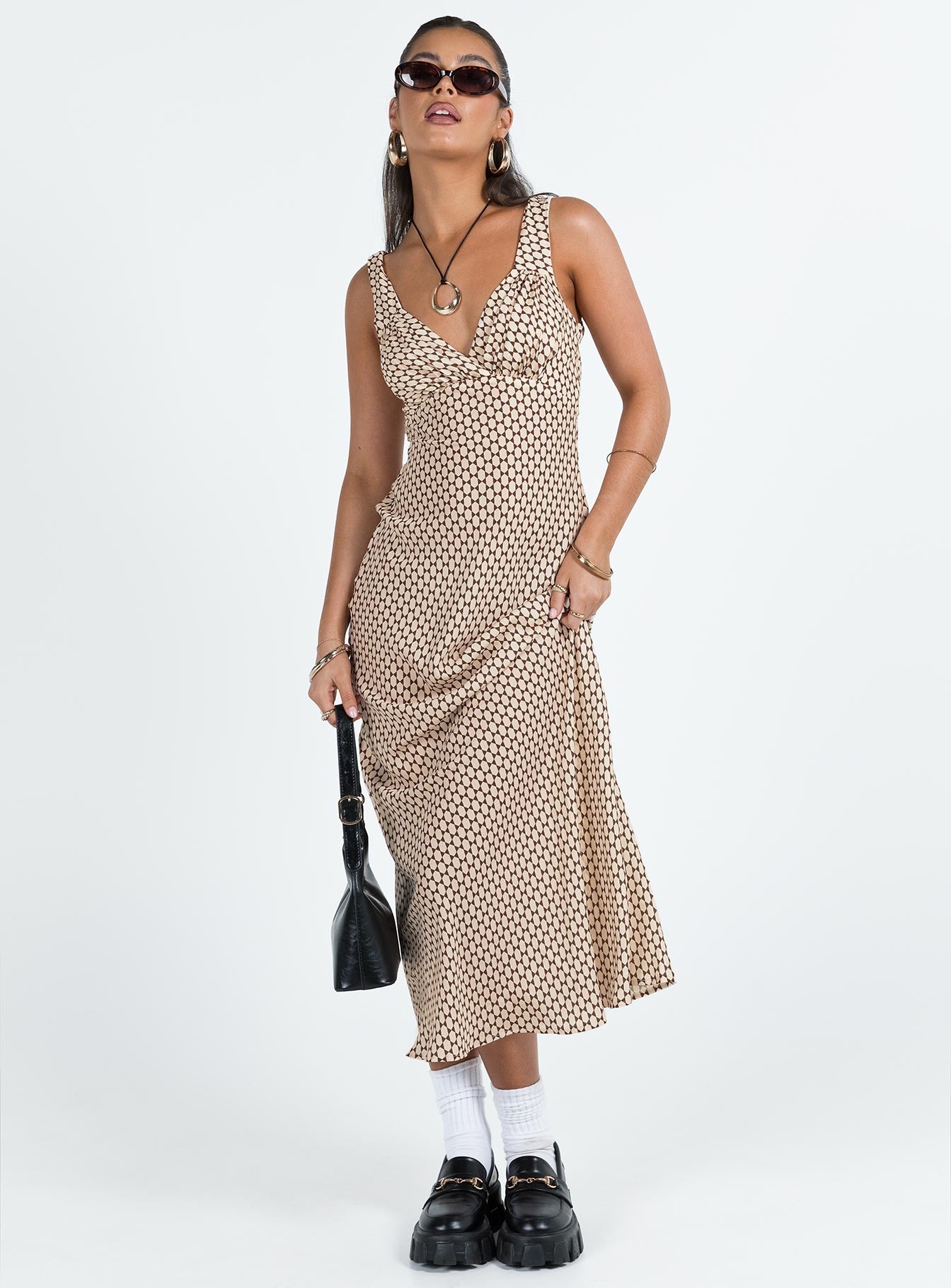 Maysa Geo Maxi Dress Beige - Image 4