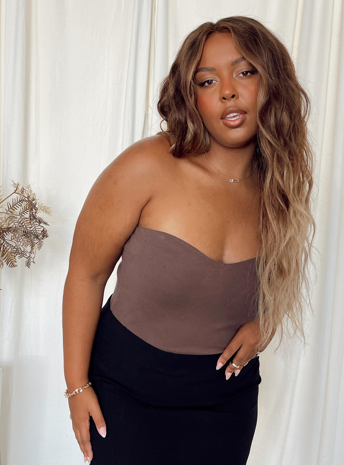 Aston Strapless Bodysuit Brown Curve - Image 2