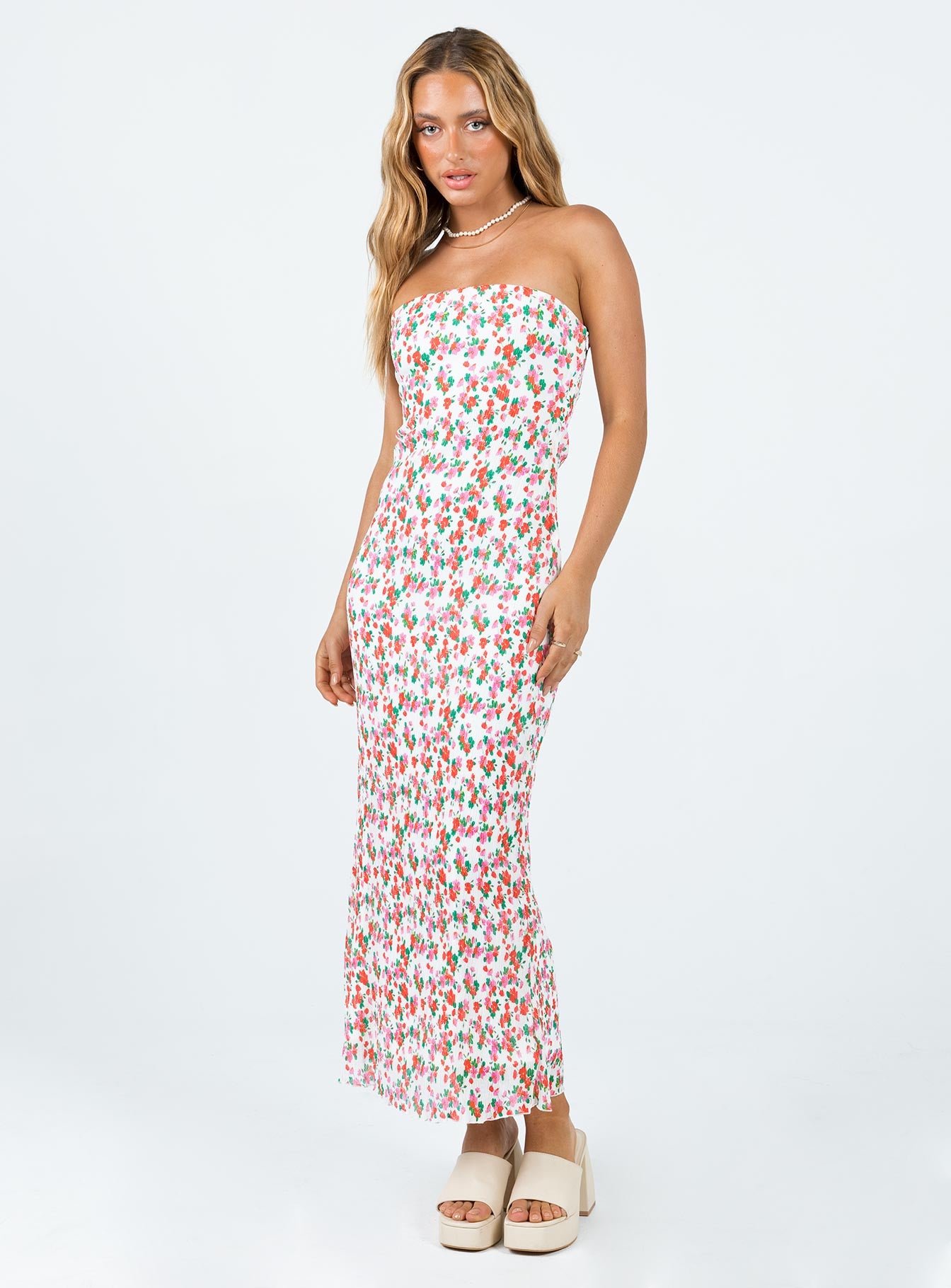 Tiarna Strapless Midi Dress Floral - Image 3