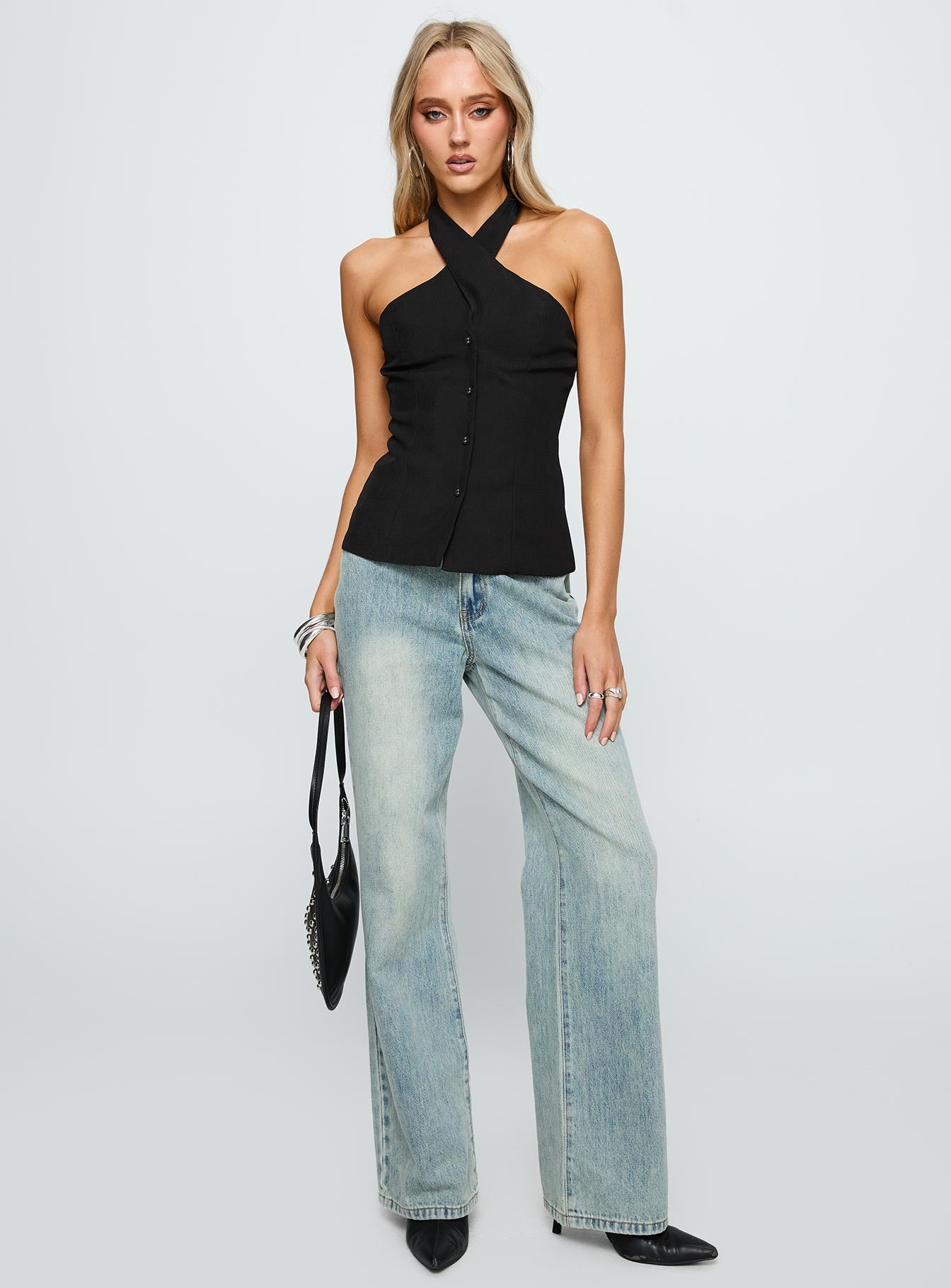 Light Is Coming Cross Detail Top Black - Image 2