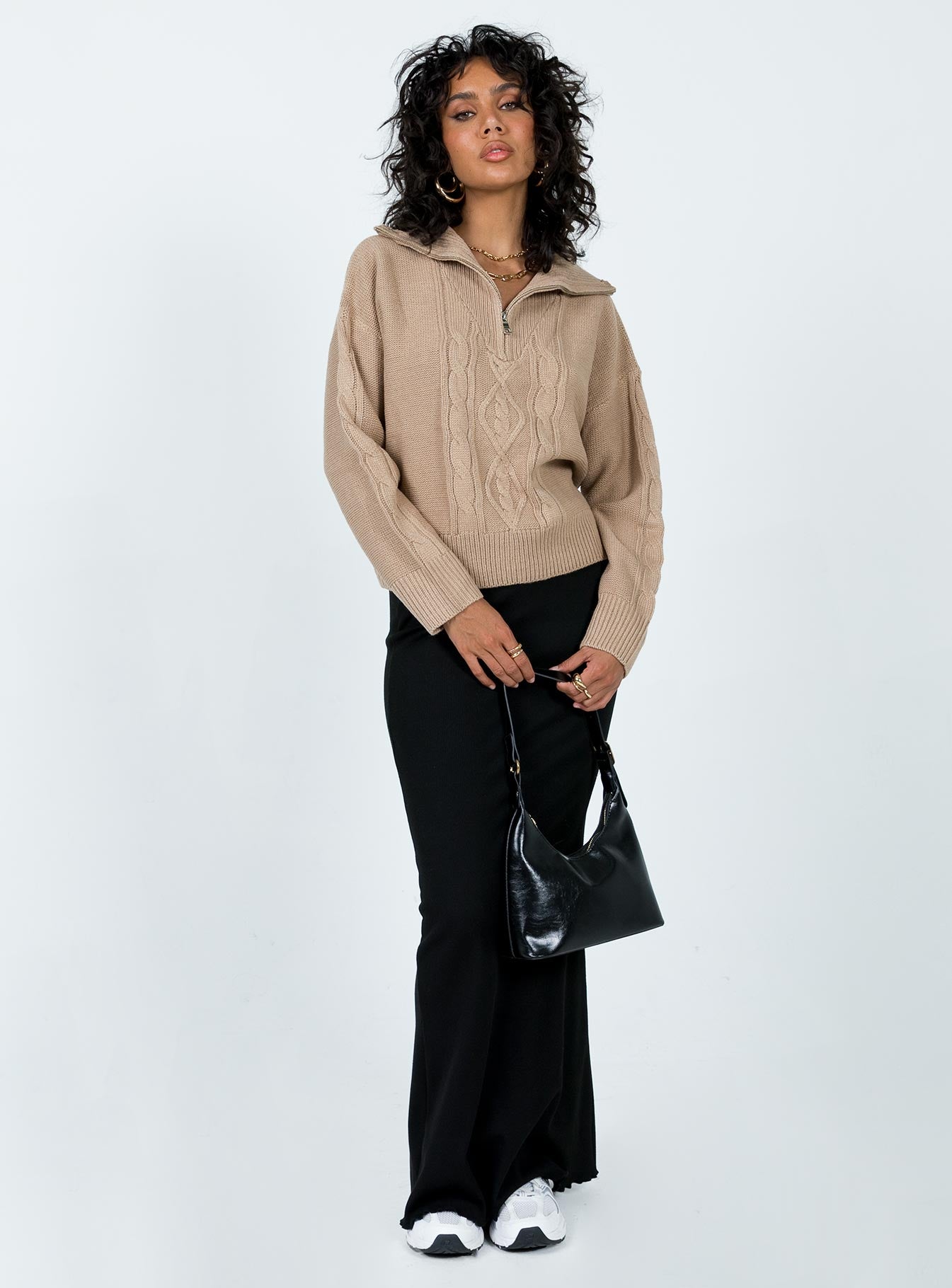 Sommers Quarterzip Sweater Beige - Image 2